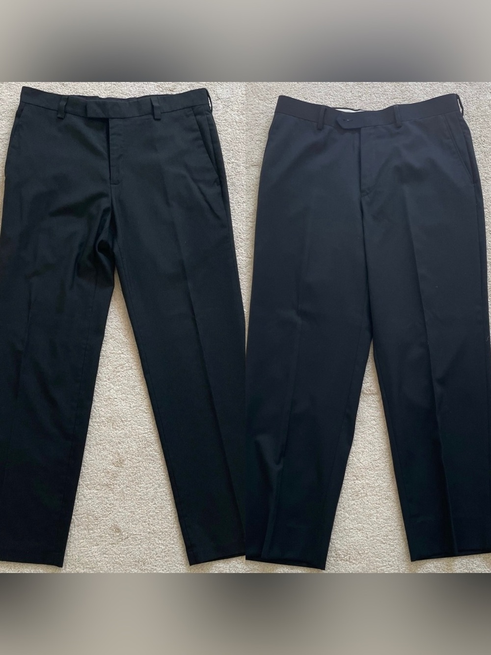 Black Dress Pants Trousers Classic Straight Fit 34 Inch Waist 29-30 Inch Length